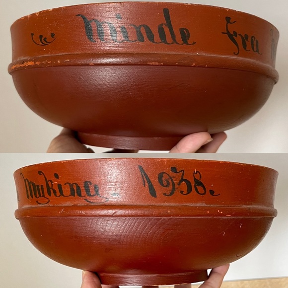 Norwegian Beer Bowl Antique Wood Vintage Norway Folk Art Hand Painted Rosemaling - Picture 3 of 8